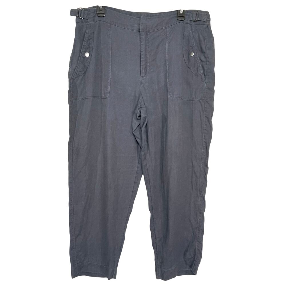 ATHLETA Women’s Linen Navy Cropped Pant size 16